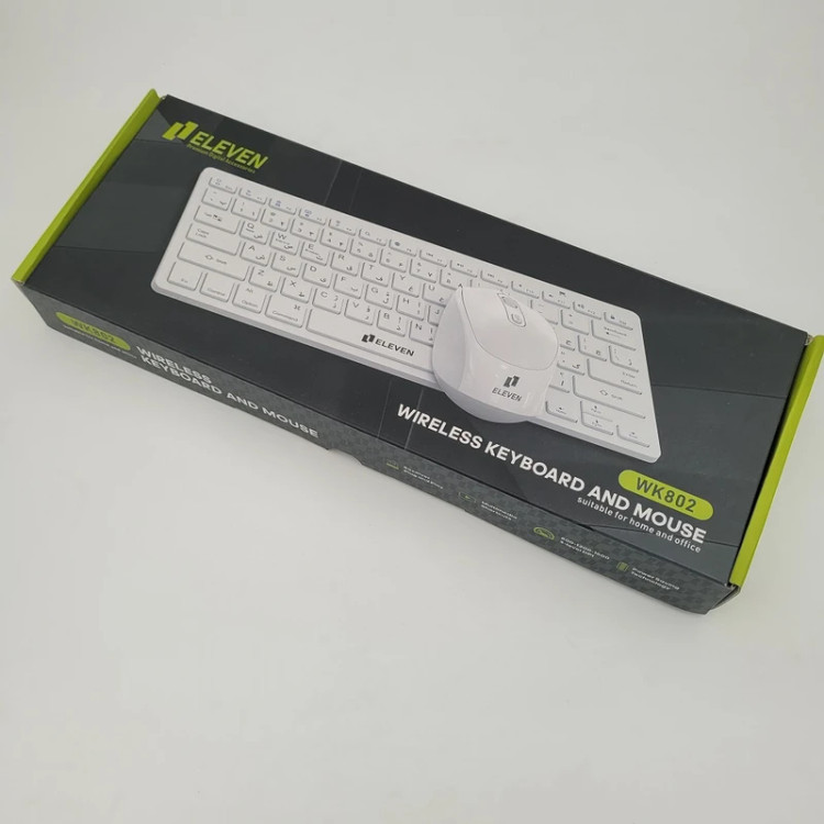 ست کیبورد و ماوس ایلون مدل WK802 ⌨️🖱️ بیسیم با اتصال RF ۲.۴ گیگاهرتز 🔌 مناسب لپتاپ و کامپیوتر 💻 برای استفاده خانگی و اداری