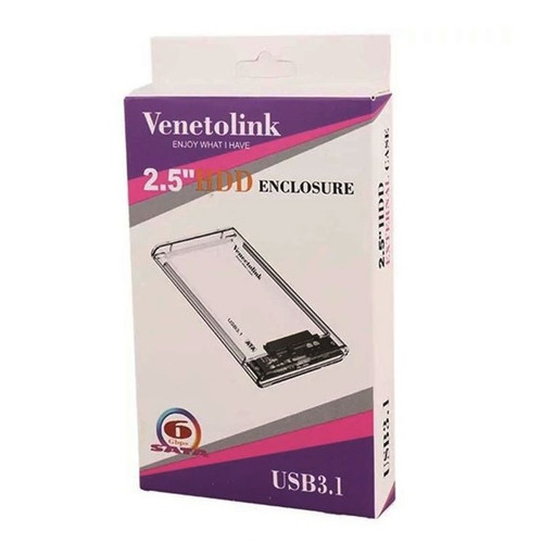 بستهبندی باکس هارد ۲.۵ اینچ شفاف Venetolink 📦 با محتویات کامل برای نصب سریع و آسان