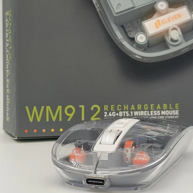 نمای نزدیک از دانگل USB و ماوس بیسیم شارژی ایلون WM912 🔌 با اتصال پایدار و سریع