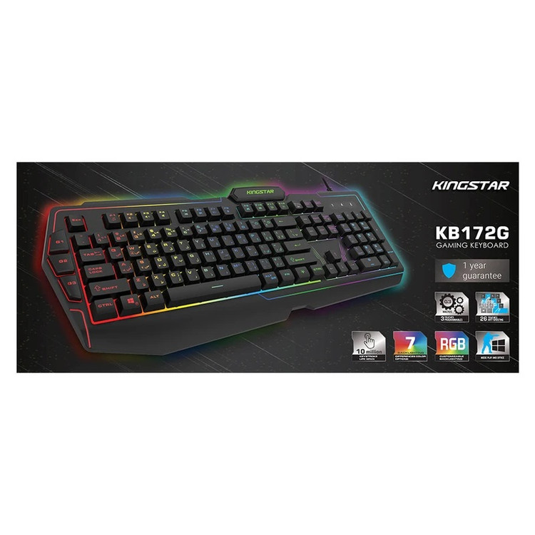 کیبورد مخصوص بازی کینگ استار مدل KB172G با نور پسزمینه RGB 🌈