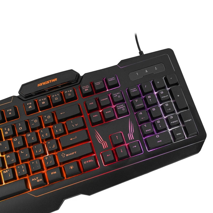نمای بالایی کیبورد گیمینگ کینگ استار KB172G با نور رنگی جذاب 💡