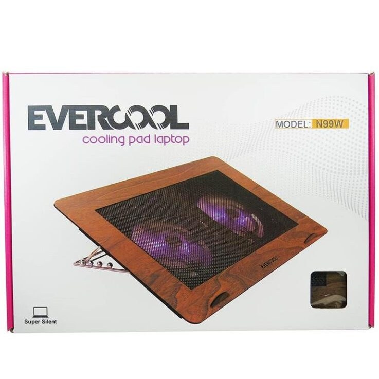 پایه خنک‌کننده لپ تاپ ایورکول مدل دو فن ECOL-N99W با طراحی ارگونومیک و خنک‌کنندگی موثر