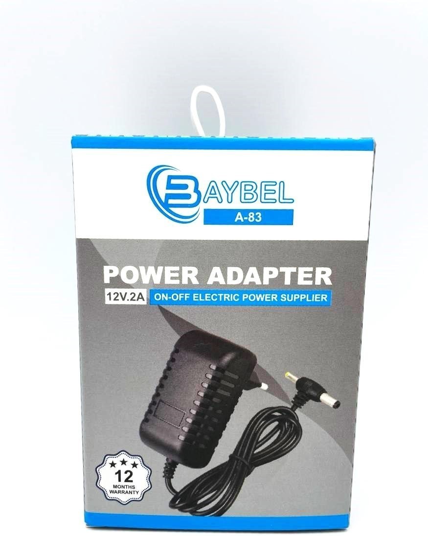 آداپتور برق دو سر 12 ولت 2 آمپر Baybel مدل A-83 مناسب دوربین مداربسته و تجهیزات 12V