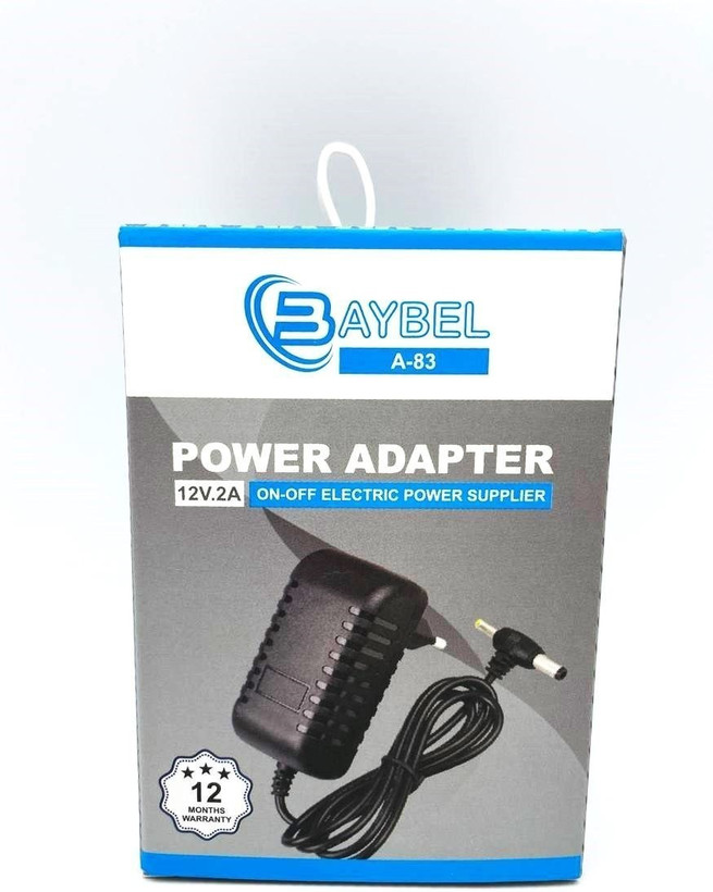آداپتور برق دو سر 12 ولت 2 آمپر Baybel مدل A-83 مناسب دوربین مداربسته و تجهیزات 12V