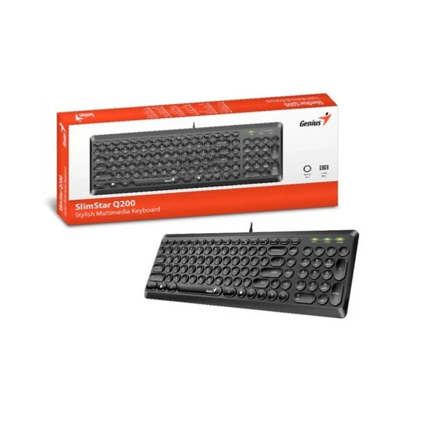 کیبورد جنیوس مدل SlimStar Q200 با طراحی باریک و کلیدهای نرم مناسب برای تایپ سریع و کار روزمره