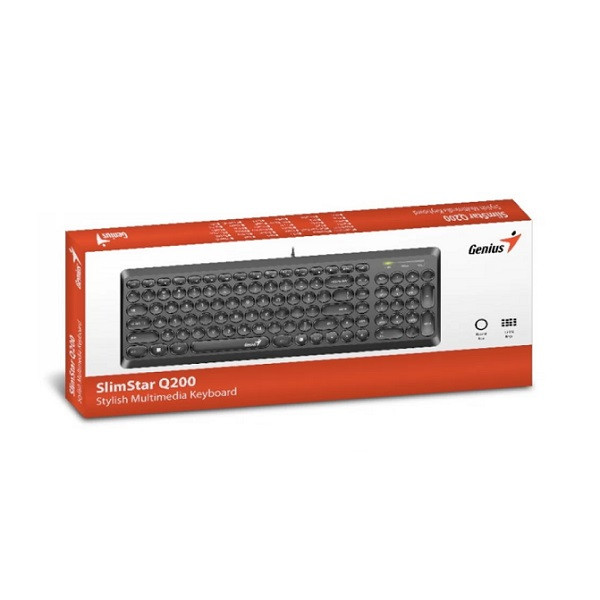 کیبورد جنیوس مدل SlimStar Q200 با طراحی باریک و کلیدهای نرم مناسب برای تایپ سریع و کار روزمره