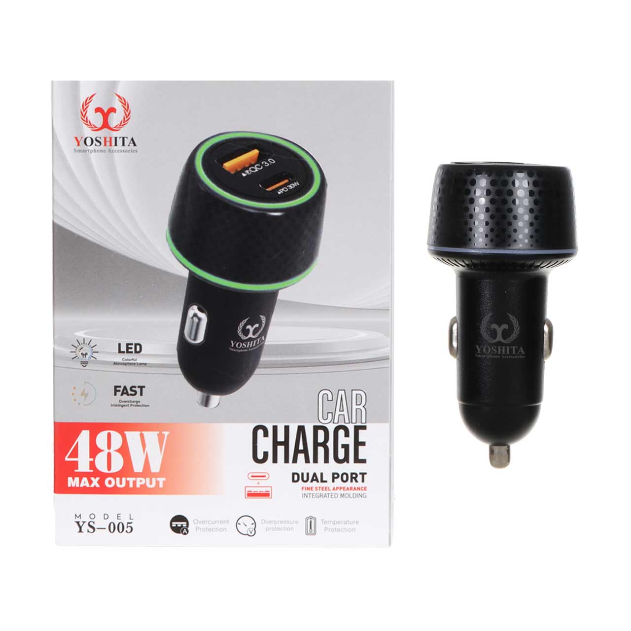 بسته‌بندی شارژر فندکی Yoshita YS-005 48W