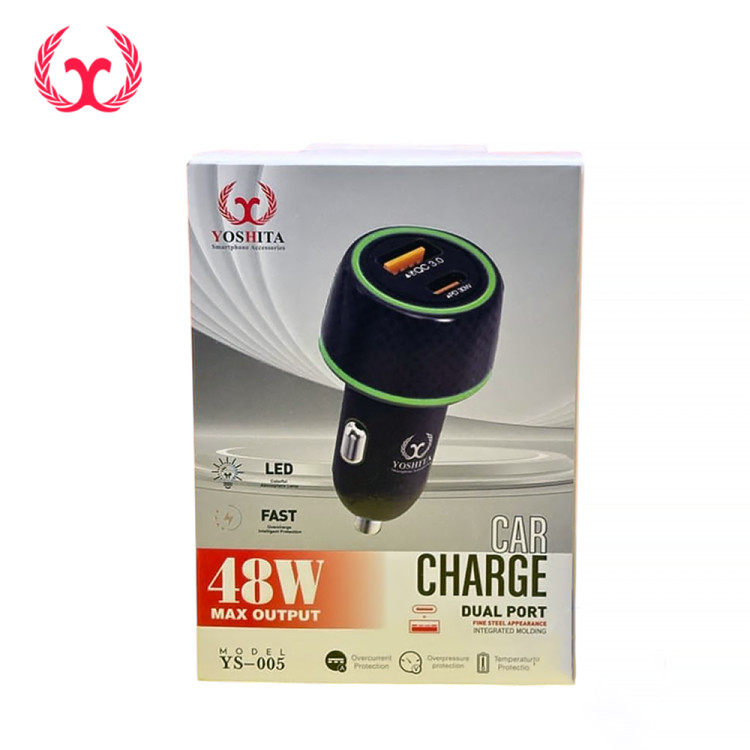 شارژر فندکی فست دو پورت Yoshita YS-005 48W مشکی