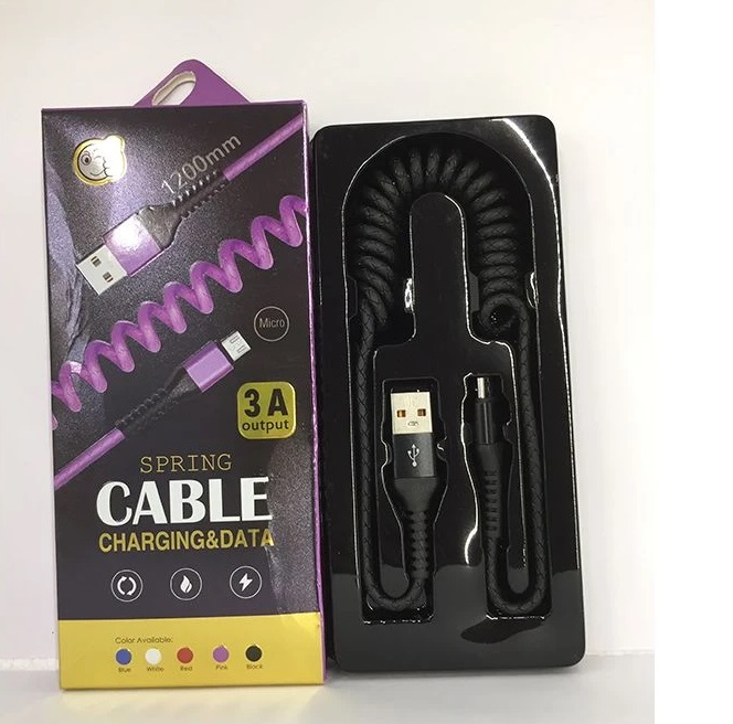 کابل تبدیل USB به microUSB مدل F-721 طول 1.2 متر فنری